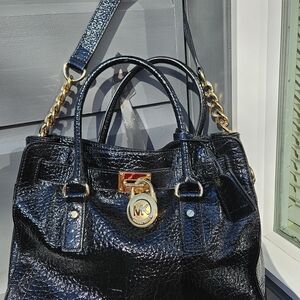 Michael Kors Patent Black Leather  Satchel with Gold Hardwear